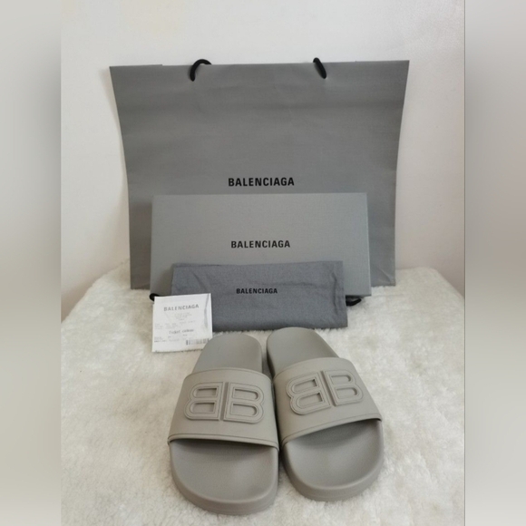 BALENCIAGA BB LOGO SLIDES NIB - Picture 5 of 5
